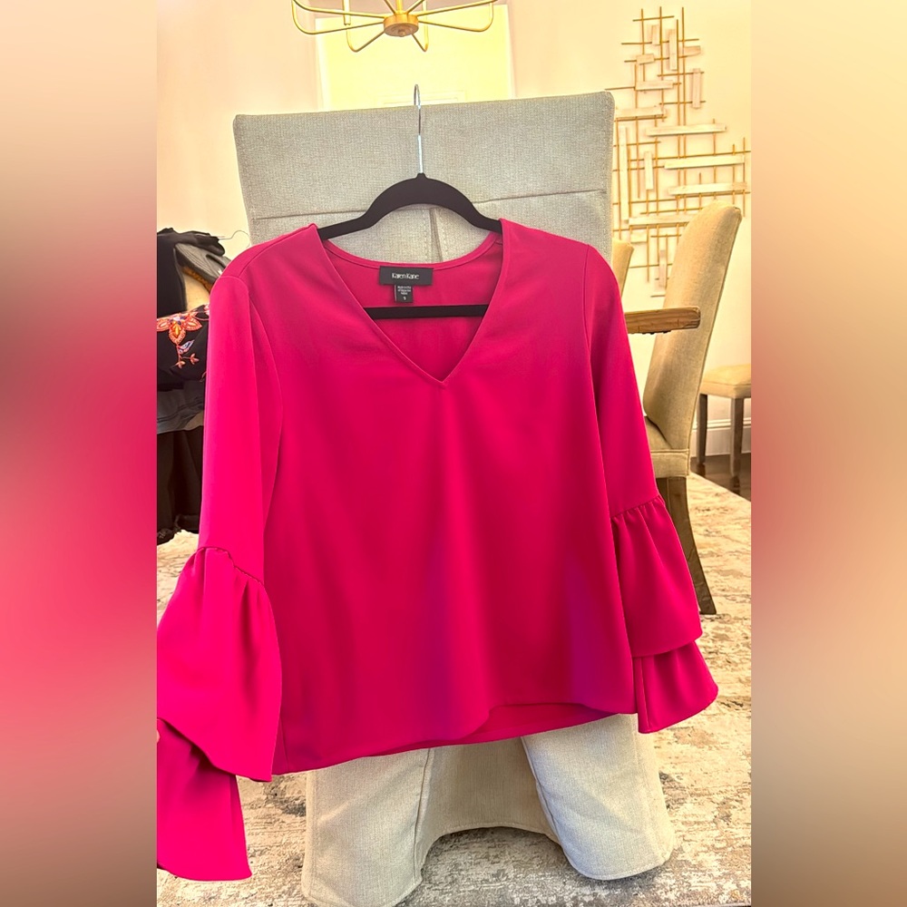Karen Kane blouse with trumpet sleeves size small